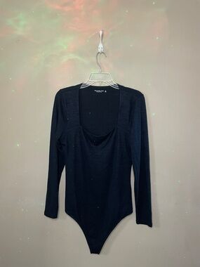 Abercrombie & Fitch Black Long-Sleeve Scoop Neck Bodysuit SZ XL